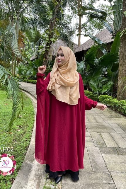 image of red merun color abaya