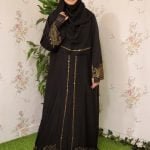 Dubai Abaya Black with Golden Stone - SP44