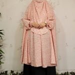 Image of Free Size Designer Pink crepe Khimar by Abaya and Gown