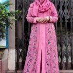 Image of Pink Kimono with Floral Design by Abaya and Gown