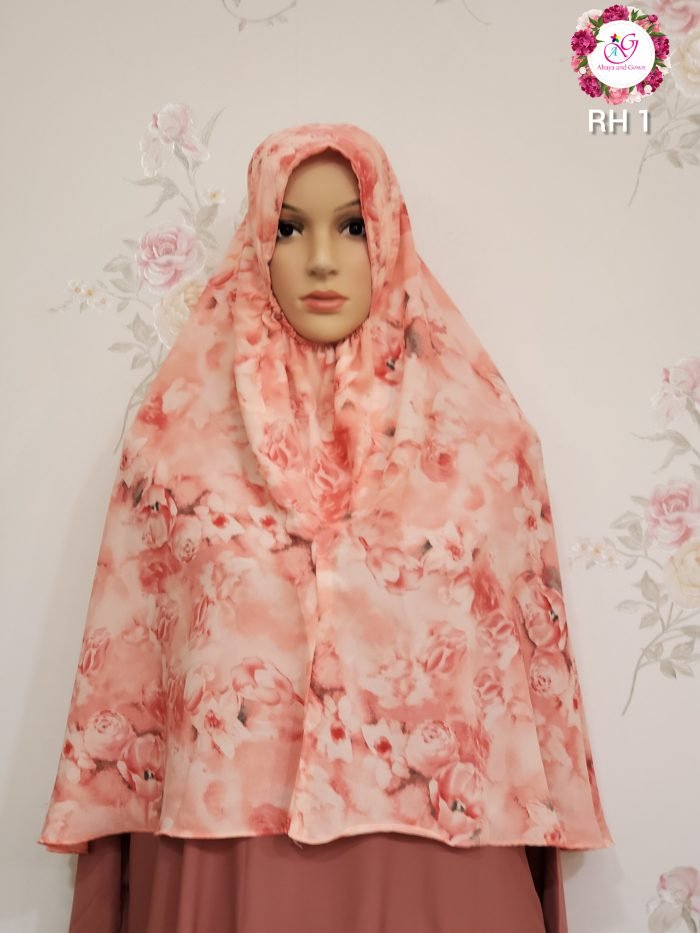 Image of non transparent floral design hijab