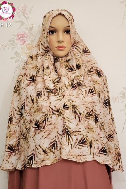 Image of Non transparent floral design hijab