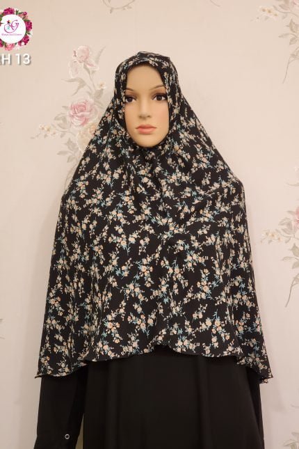 Image of Non transparent floral design hijab