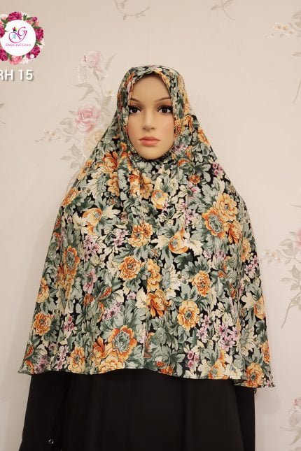Image of Non transparent floral design hijab