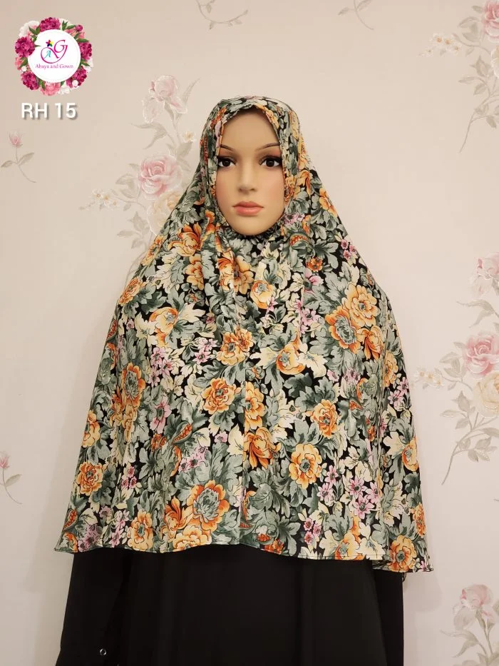 Image of Non transparent floral design hijab