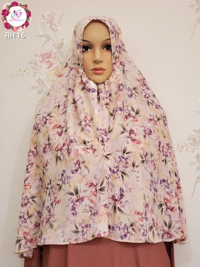 Image of Non transparent floral design hijab