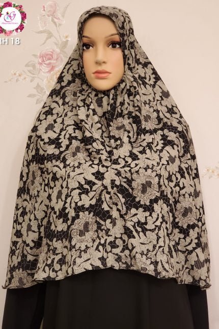 Image of Non transparent floral design hijab