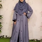 Image of Ash color Dubai Abaya by Abaya and Gown