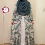 Image of a double part gown with floral design by Abaya and Gown