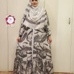 Image of double part gown with floral design by Abaya and Gown