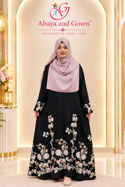 Black Embroidery Borkha