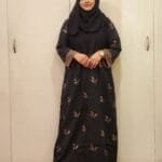 Image of Balck color floral Dubai Abaya