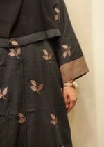 Image of Balck color floral Dubai Abaya