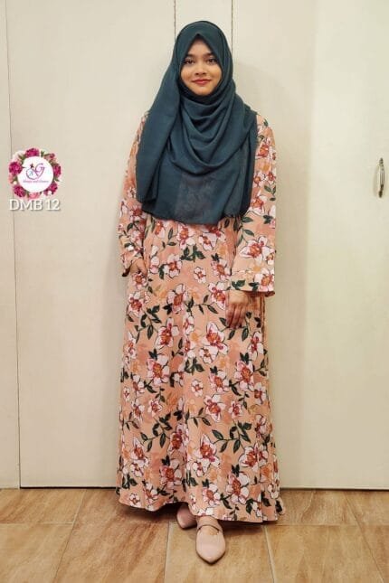 Image of floral design pink borkha