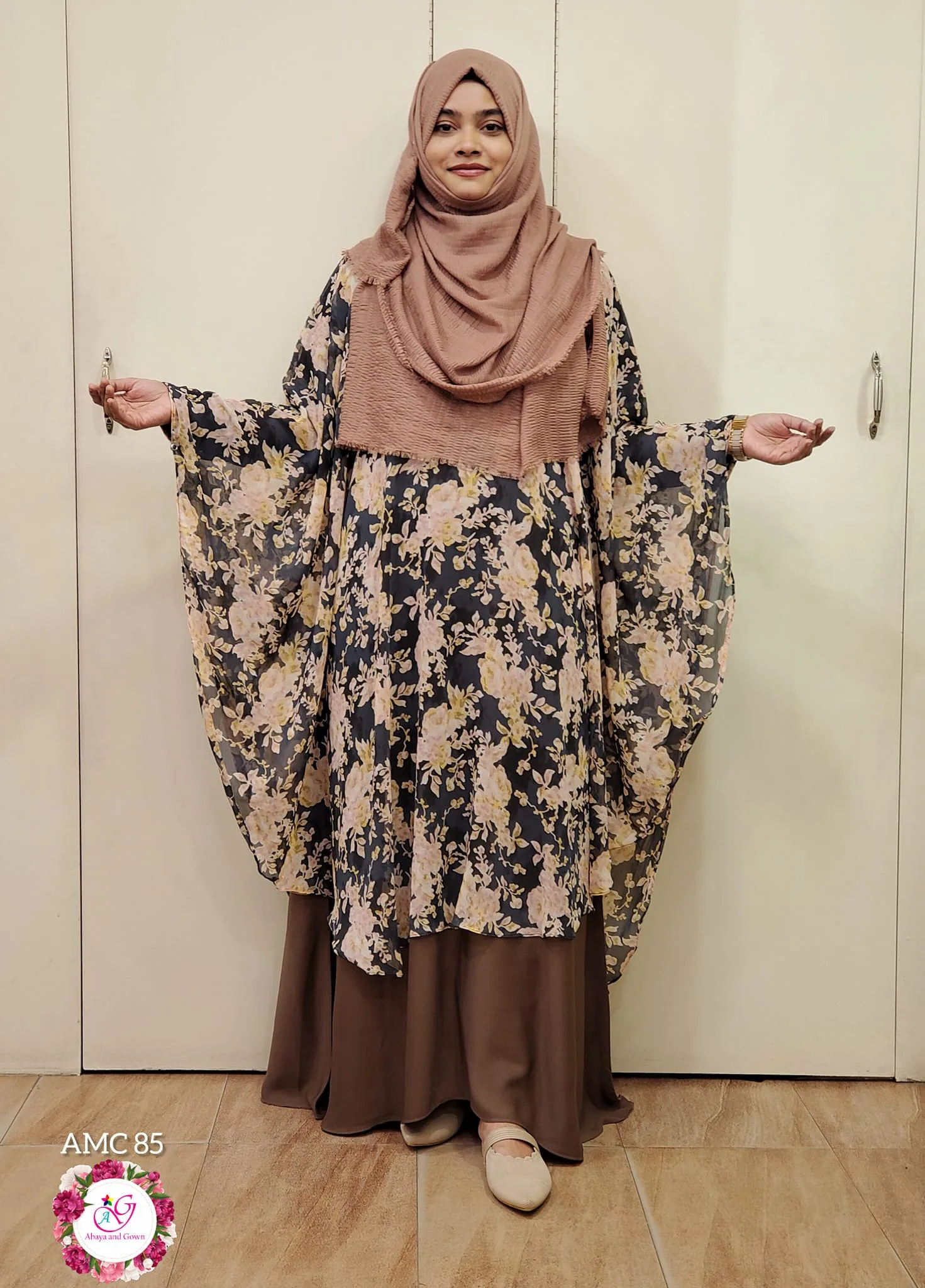 Image of brown floral design cape