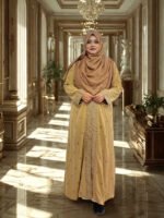 Perfect for modest fashion lovers. Elegant kimono made of soft BMW fabric with dense Jamdani style embroidery.