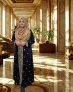 Perfect for modest fashion lovers. Elegant kimono made of soft BMW fabric with dense Jamdani style embroidery.