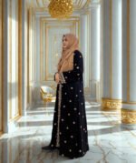 Perfect for modest fashion lovers. Elegant kimono made of soft BMW fabric with dense Jamdani style embroidery.