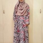 Image of Dubai Silk Fabric Black Print Poket Borkha