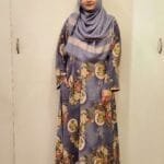 Image of Dubai Silk Fabric Print Poket Borkha