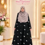 Abaya and Gown Flat One-Cut Embroidery Burqa – Durable BMW Fabric – New Collection AMB 459 Image Of Black Embroidery Borka
