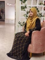 Very Comfortable Double Part Gown BMW Material on the Bottom and a Solid Color Material on the top with Intricate Embroidery. - Image 2