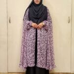 New fusion cape completely free size and semi transparent soft georgette print with frills at bottom.