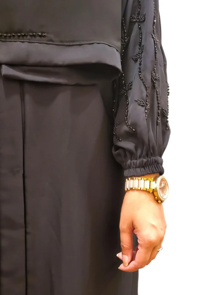 Image of Black Karchupi Work Dubai Abaya