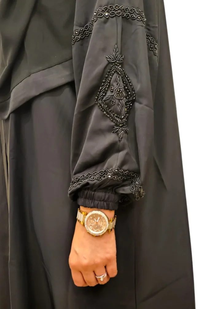 Image of Black Karchupi Work Dubai Abaya