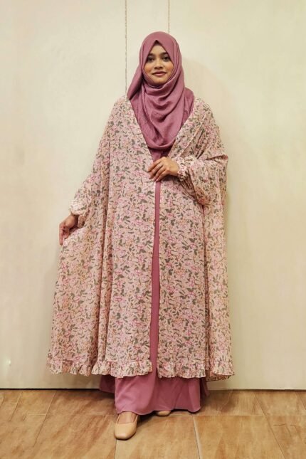 New free size and semi-transparent soft georgette print Khimar cape