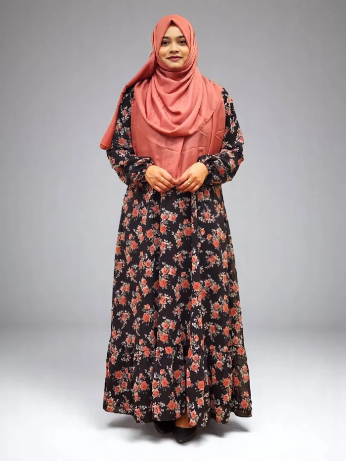Image of Elegant Printed Double-Part Gown