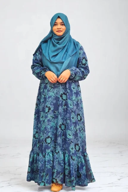 Image of double part georgette fabric gown