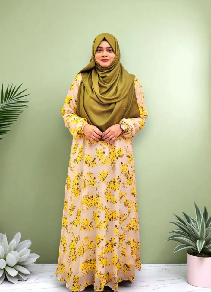 Image of Printed Double Part  Gown