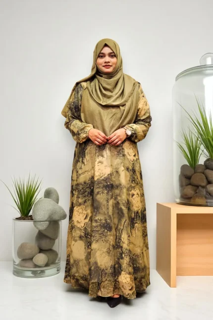 Image of Double Part Printed Gown