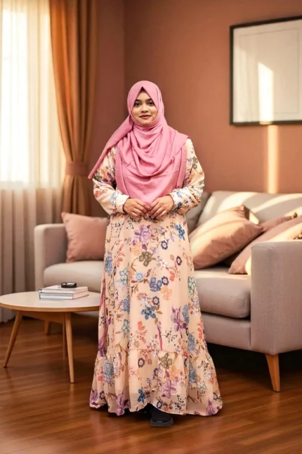 Image of Printed Double Part Mermaid Gown