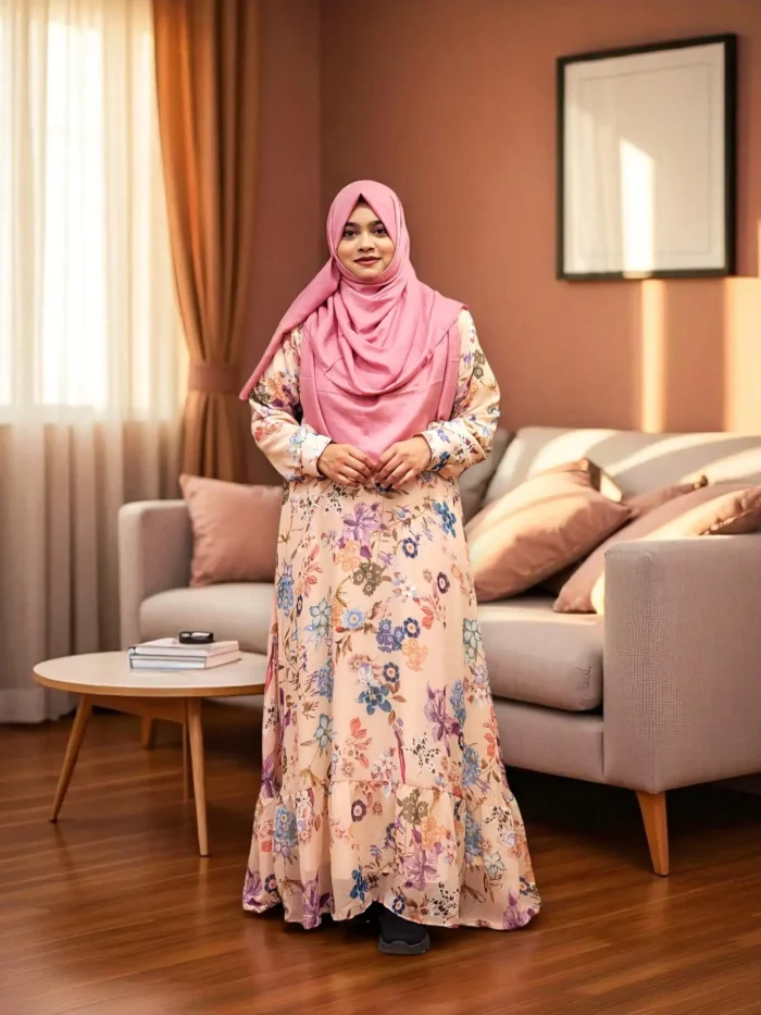 Image of Printed Double Part Mermaid Gown