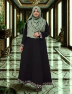 "Black BMW embroidered Borkha with elegant hand and bottom embroidery"