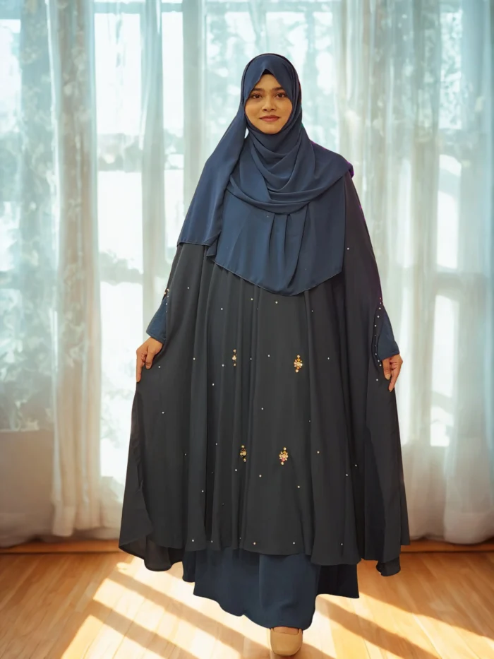 Stone Work Cape. Non Transparent Free Size Dubai Cherry Material - Image 2