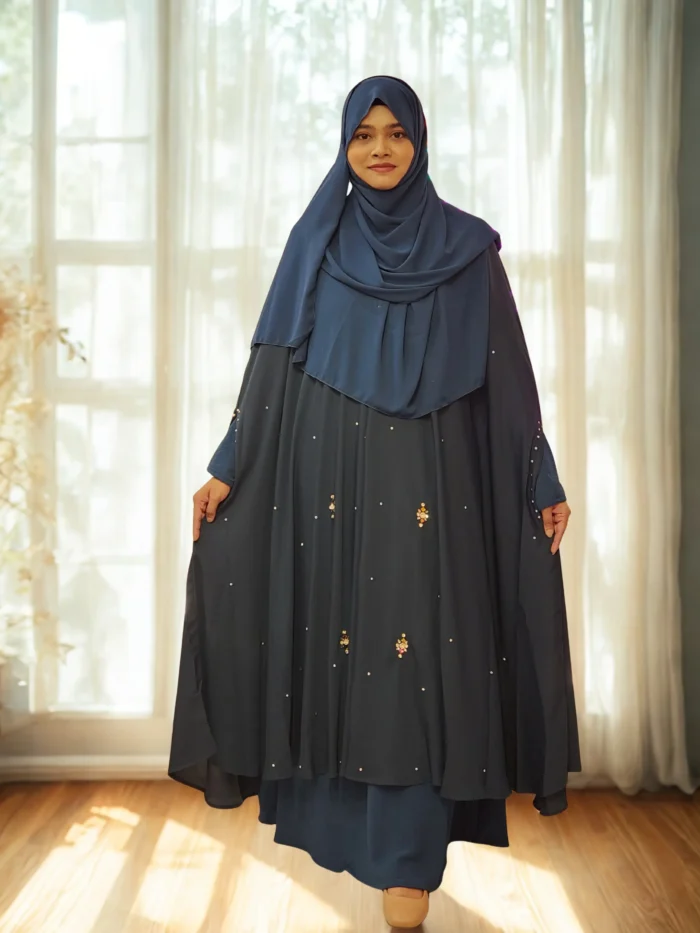 Stone Work Cape. Non Transparent Free Size Dubai Cherry Material - Image 1