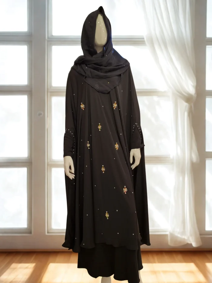 Stone Work Cape Free Size, Non Transparent Dubai Cherry Material - Image 2
