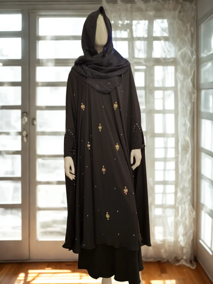 Stone Work Cape Free Size, Non Transparent Dubai Cherry Material - Image 1
