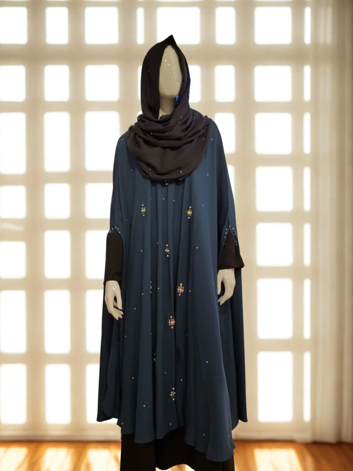 Stone Work Cape Dubai Cherry Material . Free Size, Non Transparent - Image 1
