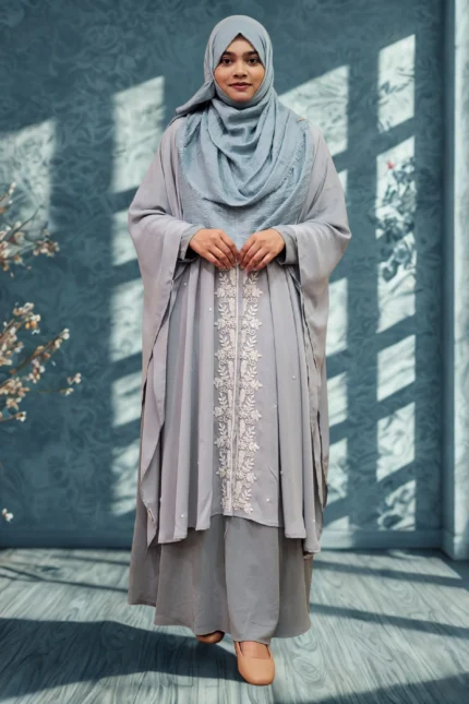 Free size non-transparent embroidered cape for women