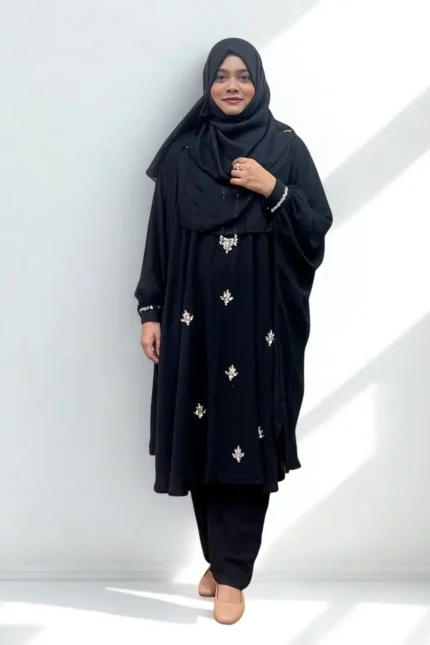 Cart - Abaya and Gown 3 Elegant stone work cape with matching pants, one size fits all, suitable for summer.