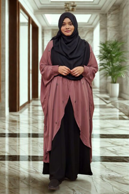 Elegant women’s cape made from high-quality georgette material, showcasing a stonework design.