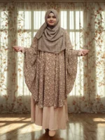 Premium modest wear georgette cape, free size, round cut.