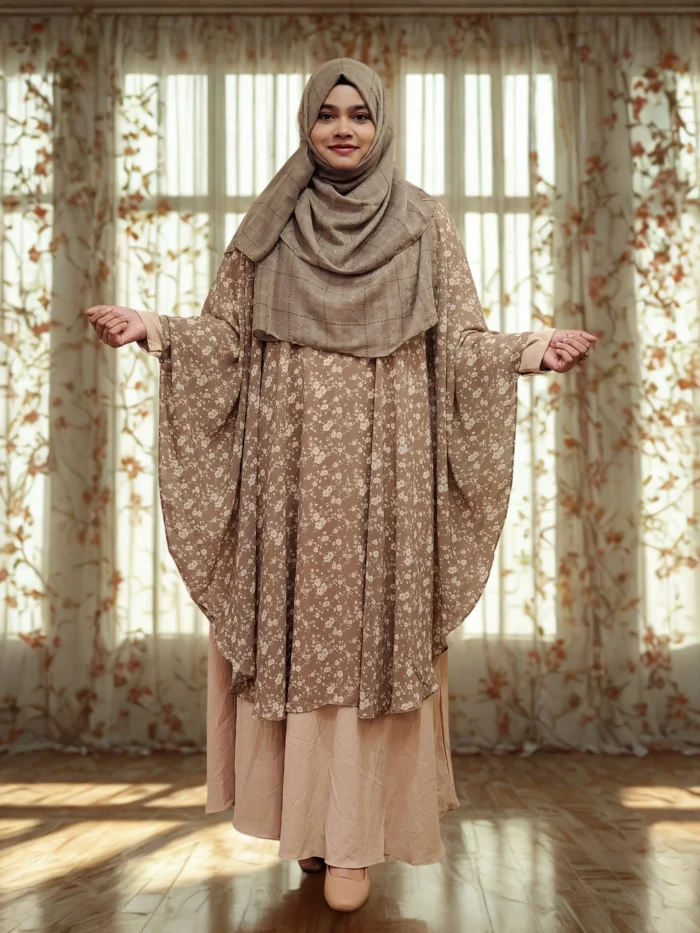 Premium modest wear georgette cape, free size, round cut.