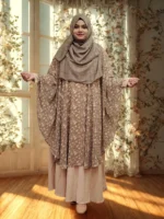 Premium modest wear georgette cape, free size, round cut.