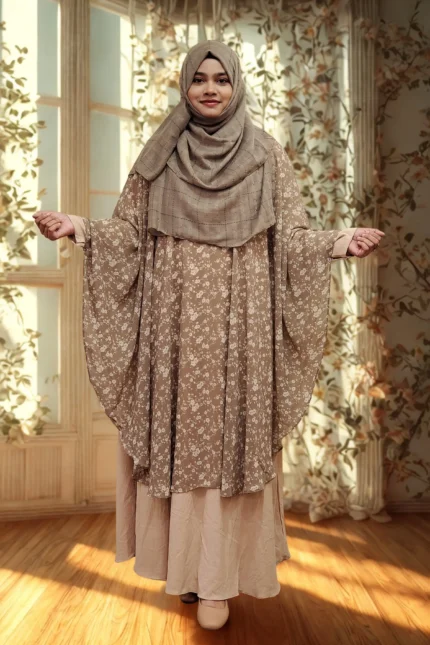 Premium modest wear georgette cape, free size, round cut.