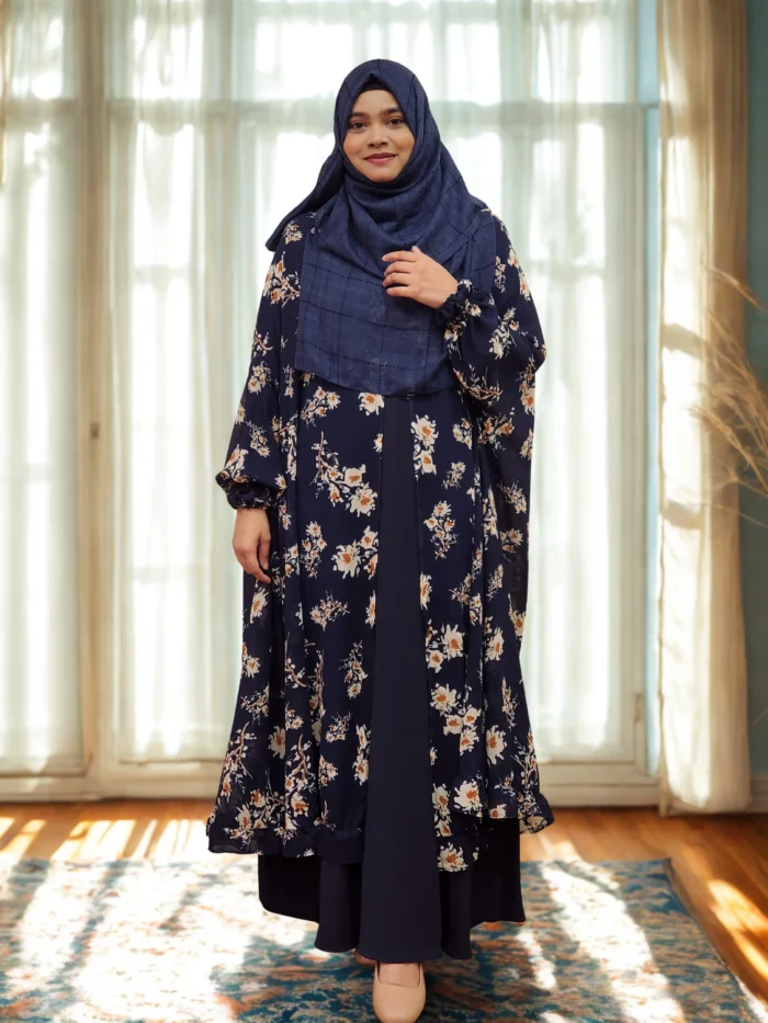 Georgette Print Cape Free Size and Semi Transparent with Frills at the Bottom. - Image 2